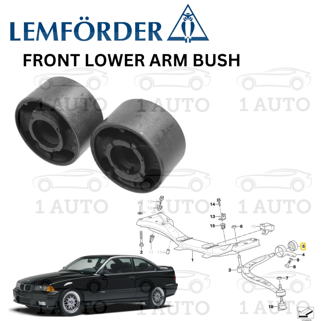 LEMFORDER GERMANY FRONT LOWER ARM BUSH (2 ชิ้น) BMW E36 318i 320i 323i 325i 328i Z3 1.9 2.0 2.2 2.5 