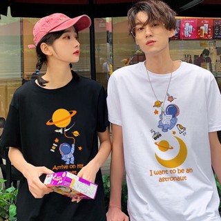 Couple wear short-sleeved T-shirt  student Korean style  over size couple half-sleeved top 情侣装夏季短袖t恤新款学生韩版宽松情侣款半袖上衣