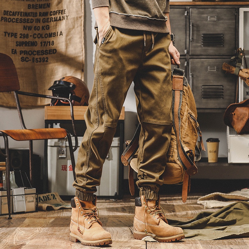 Retro Overalls Mens Loose Straight Mens Casual Pants Wide-Leg Leggings Men
