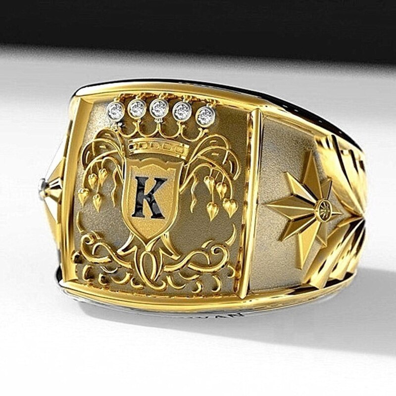 bls แฟชั่นมงกุฎทอง Zircon แหวนผู้ชายนักรบสัญลักษณ์ Bravery สำหรับผู้ชาย King เหรียญแหวนสแตนเลสผู้หญิงเครื่องป 90z