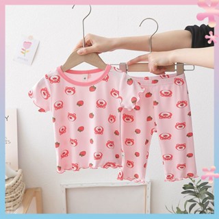 Girls Ice Silk Home suit Western style summer new Korean style baby girl Ice Silk cool pajamas home suit