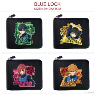 Si BLUE LOCK กระเป๋าสตางค์ หนัง PU ลายการ์ตูน มีซิป ความจุขนาดใหญ่ แบบพกพา ใส่บัตรได้หลายช่อง