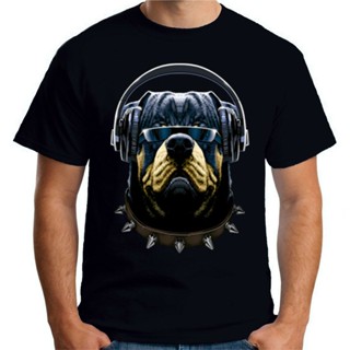 YUANL5 {Ready Stock XS-6XL} Dj Rottweiler Dog Face Music Festival Casual Short Sleeve Tops Printed 100% Cotton Men_04