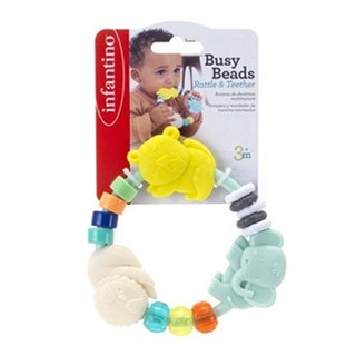 *แถมฟรี สายคล้องยางกัด ยืดหด* Infantino ยางกัดลูกปัด Busy Beads Rattle &amp; Teether