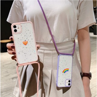 พร้อมส่ง Glitter i Phon e case 12 Pro / 12 Pro max เคสไอโฟน เคสใส+เชือก สายคล้องคอ เคสสะพายข้าง กันกระแทก ซิลิโคน