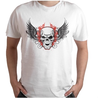 เสื้อยืดผู้ เสื้อยืด ลาย Metal SKULL S-5XL