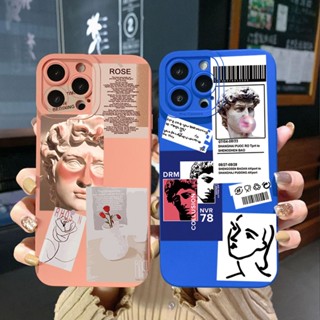 เคสโทรศัพท์มือถือ ขอบสี่เหลี่ยม ลายรูปปั้น David สําหรับ Samsung Galaxy S23 Ultra S23+ A04E A04 4G A14 A34 A54 5G A11 A50 M12