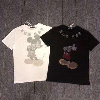 ขายดีที่สุด Chro5476398เสื้อยืดแขนสั้น ผ้าฝ้าย พิมพ์ลายหัวใจ Mickey พลัสไซซ์ สําหรับผู้ชาย และผู้หญิง