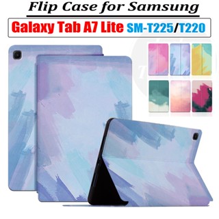 เคสแท็บเล็ตหนัง PU ฝาพับ ลายสีน้ํา คุณภาพสูง สําหรับ Samsung Galaxy Tab A7 Lite [8.7 นิ้ว] T220 T225 T227 TAP A7Lite SM-T225 SM-T220 SM-T227