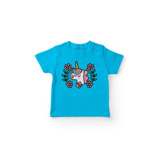 Ltfkbunc2195 Girls T-Shirt Unisex Unicorn Character Stay Magical Kids Shirt Short Sleeve Combed 30s Blue Color_03