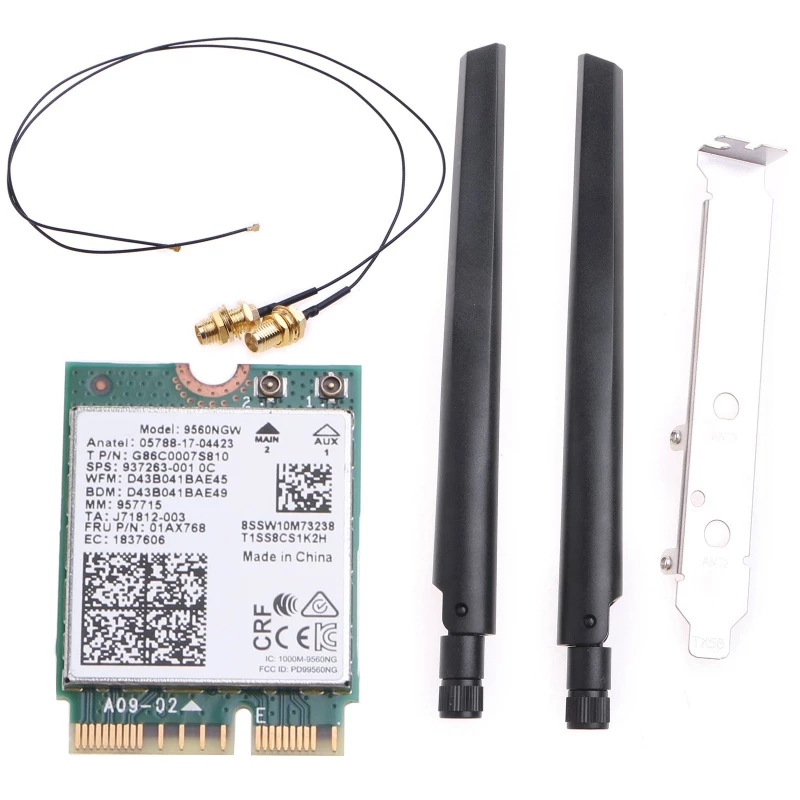 Win 9560NGW ชุดการ์ดอะแดปเตอร์ WiFi ไร้สาย ดูอัลแบนด์ 802 11ac ax NGFF สําหรับ M 2 Key E WiFi BT 5 0 Windows thumbnail 5