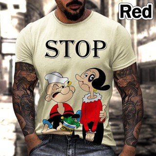 Popeye เซเลอร์แฟชั่นเสื้อยืดผู้ชาย 3 มิติพิมพ์สนุกออกแบบคอหลวมแขนสั้นเสื้อยืดผู้ชาย 1)8_03