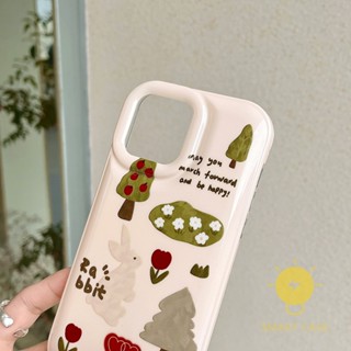 For เคสไอโฟน 14 Pro Max [Rabbit Forest Flower] เคส Phone Case For iPhone 14 Pro Max Plus 13 12 Mini 11 X XS Max XR SE 8 7 For เคสไอโฟน11 Ins Korean Style Retro Classic Couple Shockproof Protective TPU Cover Shell