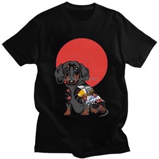 เสื้อยืดแขนสั้น ผ้าฝ้ายแท้ พิมพ์ลายกราฟฟิค Yakuza Dachshund แฟชั่นฤดูร้อน สไตล์ญี่ปุ่น สําหรับผู้ชาย_02