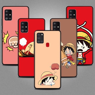 เคสโทรศัพท์มือถือ ลายการ์ตูนลูฟี่ วันพีช สีดํา สําหรับ Samsung A9 2018 A01 EU A02 M02 A03S A10 A10S