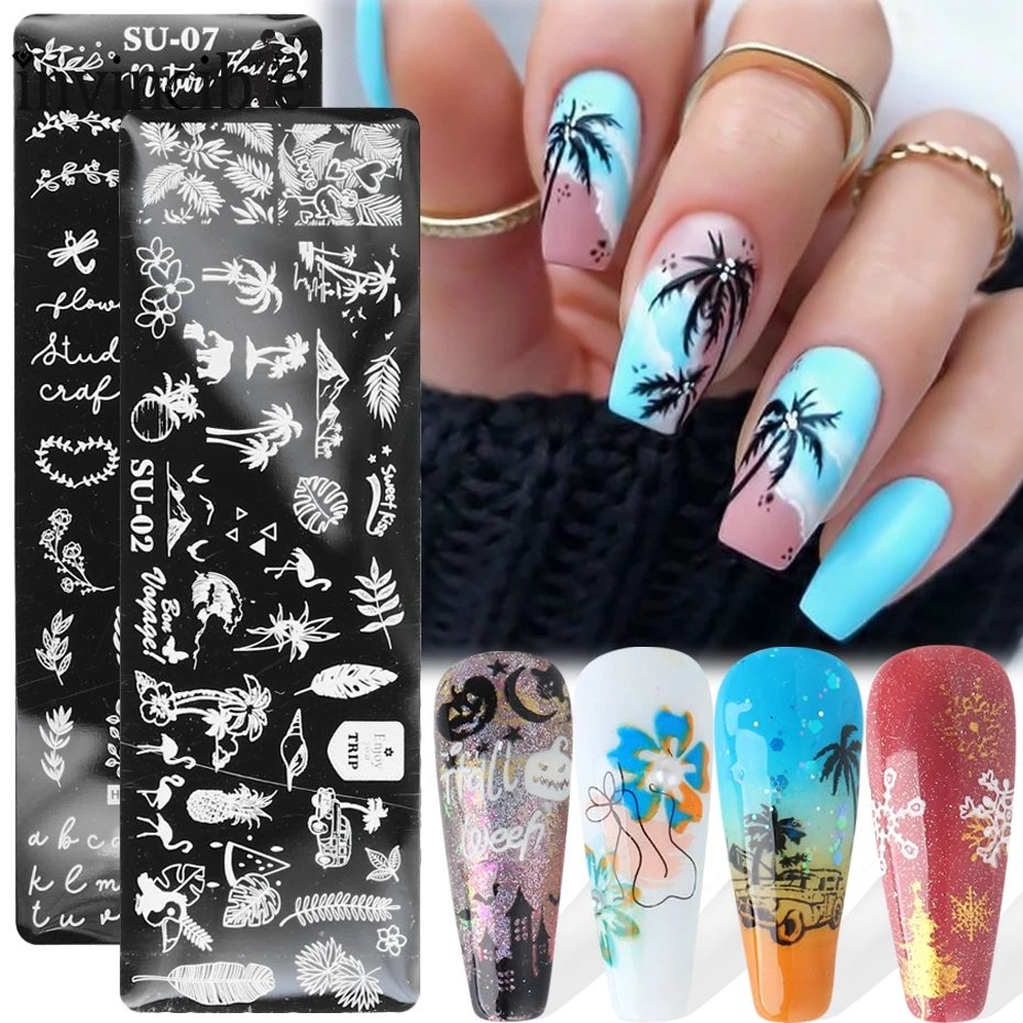 แสตมป์เล็บซิลิโคนใส แบบมืออาชีพ / ลายใบไม้ ดอกไม้ ผีเสื้อ แม่แบบปั๊มเล็บ / อุปกรณ์ตกแต่งเล็บ