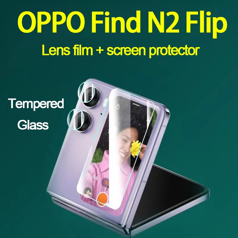 [ฟิล์มเลนส์ + ฟิล์มกันรอยหน้าจอ] ฟิล์มเลนส์ 3D สําหรับ OPPO Find N2 Flip / X6 / X6 Pro กระจกนิรภัย ห