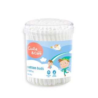 CARE คิ้วท์แอนด์แคร์สำลีก้าน AND กระปุก100ก้านผลิตภัณฑ์ดูแลผิวหน้าCUTE COTTON BUDS 100PCS