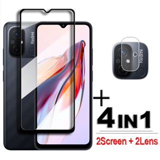 ฟิล์มกระจกนิรภัยกันรอยหน้าจอ 2.5D 4in1 สําหรับ Redmi 12C 11A 10C A1 + 2022 4G Redmi Note 11E 12 Pro Max