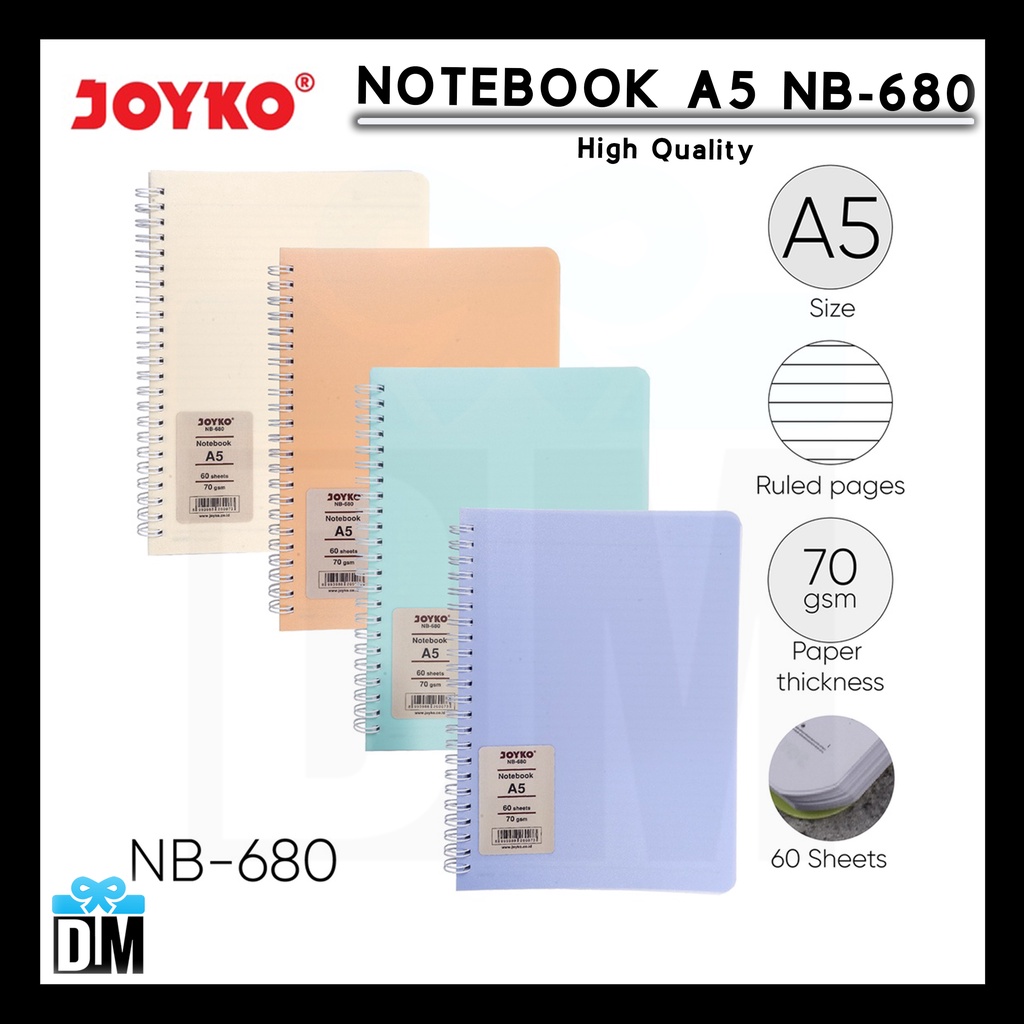 Joyko NB-680 M A5 สมุดแหวนโน๊ตบุ๊คสีพาสเทล