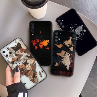 เคสโทรศัพท์มือถือ ซิลิโคน ลายแผนที่โลก สําหรับ Samsung A02 A03S A10 A10S A20 A20S A30 A21 A40S A50 A30S A50S