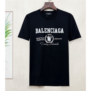 Balenc1aga ใหม่ เสื้อแขนสั้น ผ้าฝ้าย พิมพ์ลายโมโนแกรม สําหรับผู้ชาย S-4XL