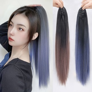 วิกผมหางม้า แฮร์พีชหางม้า ผมตรง สีทูโทน ไหมนิ่ม สีสวย ดูเป็นธรรมชาติ ยาว50cm ตัวหนีบ3ขา