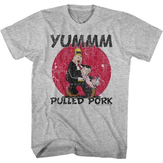 Pulled Pork Popeye T-Shirt เสื้อยืดคอกลม เสื้อคู่วินเทจ เสื้อยืดเท่ เสื้อยืดคอกลม_02