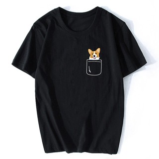 men t shirt Corgi In Pocket Funny Cute Puppy Big Happy Smile Casual Harajuku Streetwear Summer Clothing T Shirts Co_04