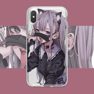 Dark cat girl เคสไอโฟน iPhone 11 8 Plus case X Xr Xs Max Se 2020 cover เคส iPhone 13 12 pro max 7 Plus 14 pro max