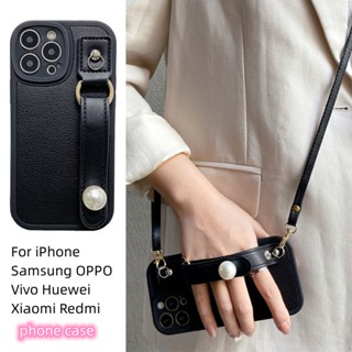 เคสโทรศัพท์มือถือ พรีเมี่ยม พร้อมสายคล้องมือ ประดับมุก สําหรับ Oppo RENO 8 9 PRO+R11 S R15 R17 R15X K3 Realme XT K7X K9