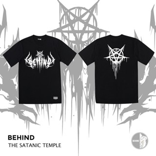 BEHIND เสื้อยืด “THE SATANIC TEMPLE “ แขนสั้น แนวสตรีท Oversize เสื้อยืดชาย หญิง_03