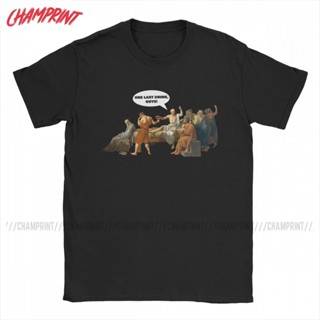 เสื้อยืด ผ้าฝ้าย 100% พิมพ์ลายกราฟฟิค Socrates One Last Drink Philosopher s สไตล์วินเทจ สําหรับผู้ชาย
