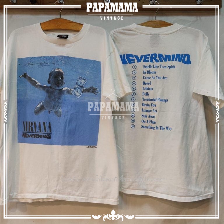 [ NIRVANA ]NEVERMIND Album   @1992 เด็กเก็บแบงค์  วินเทจ  เสื้อวง เนอร์วาน่า vintage papamama vintage