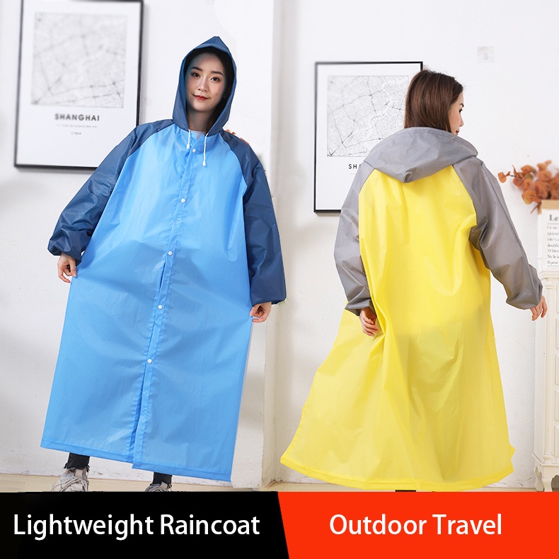 Rain Coats 36 บาท เสื้อกันฝน มีฮู้ด ตัวยาว สีพื้น สําหรับเดินทางกลางแจ้ง Sports & Outdoors