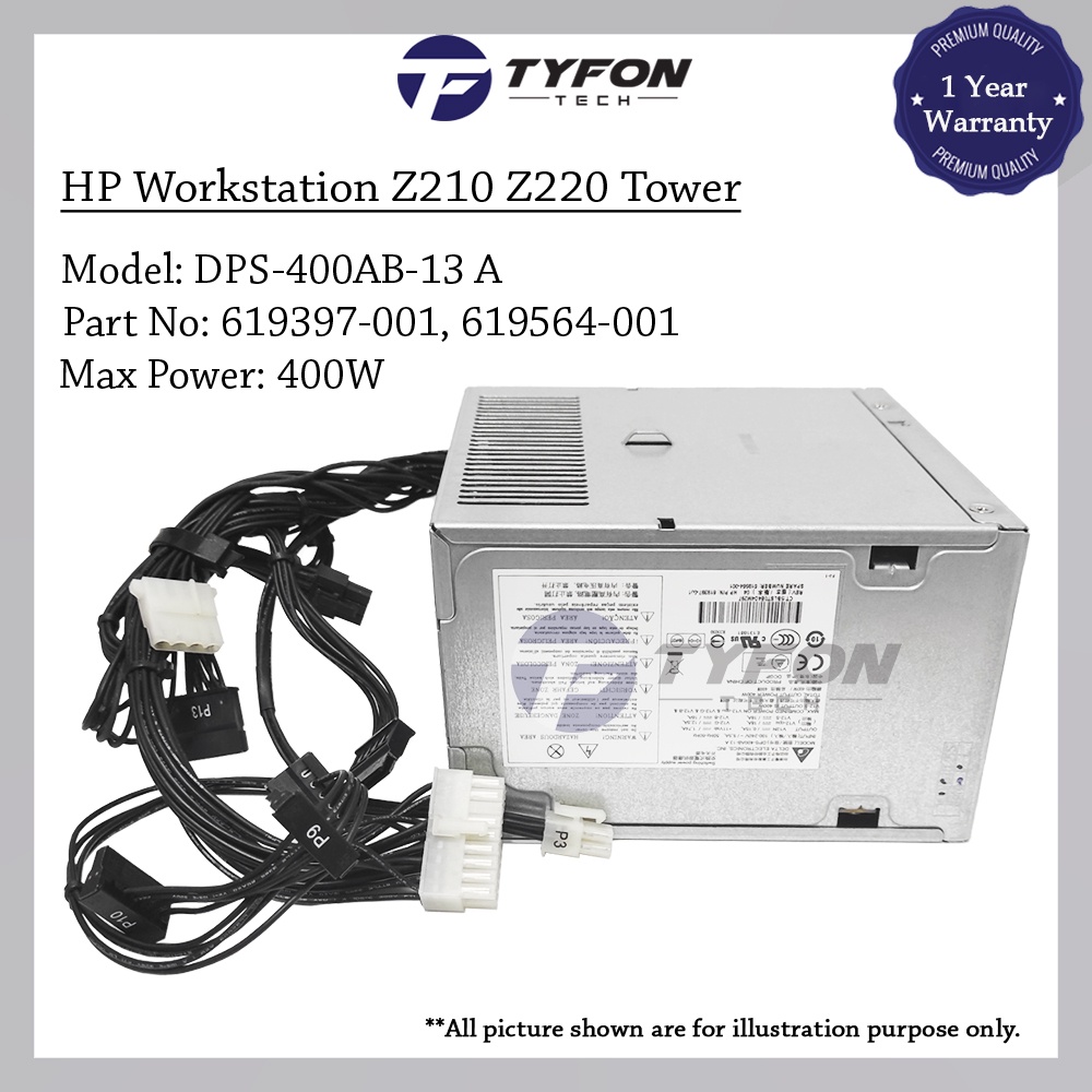 HP Workstation Z210 Z220 Tower Power Supply PSU 400W DPS-400AB-13 A 619397-001 619564-001 (ตกแต่งใหม