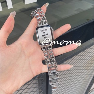 สายนาฬิกาข้อมือ สแตนเลส ผ้าเดนิม สําหรับ iWatch Ultra Series 8 7 6 5 4 3 Luxry iWatch Band