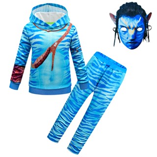 Avatar ชุดเสื้อกันหนาวโพลีเอสเตอร์ สไตล์ Avatar พร้อมแจ็คหน้ากาก สําหรับเด็ก