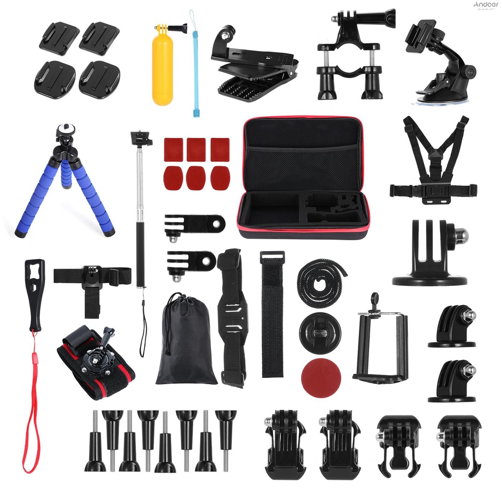 Andoer 48-in-1 Action Camera Accessories Kit Sports Camera Accessories Set Replacement for   10 9 8 