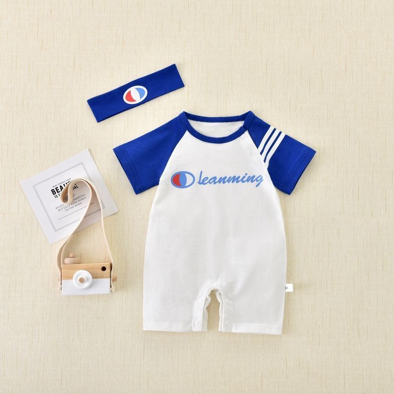 ใหม่ ชุดจั๊มสูทรอมเปอร์ วันพีช แขนสั้น ผ้าฝ้าย พร้อมที่คาดผม สําหรับเด็กทารกผู้ชาย ผู้หญิง อายุ 0-24 เดือน เหมาะกับฤดูร้อน - รูปที่ 3