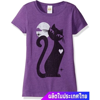 เสื้อยืดใหม่ 2022เผ่าวูทัง เยาวชน LOST GODS Girls Black Cat Graphic T-Shirt sale รถถังL XL XXL 3XL