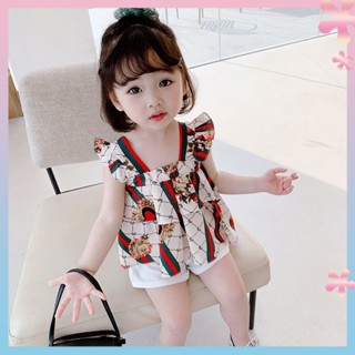 Girls sling suit 2023 New girls summer dress Western style dress girls cool summer two-piece suit