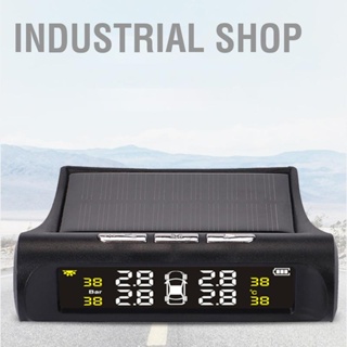  Industrial Shop ความดันลมยางพลังงานแสงอาทิตย์ TPMS หน้าจอแสดงเวลาจริง แรงดันเตือน 4 เซ็นเซอร์ภายนอกสำหรับรถยนต์