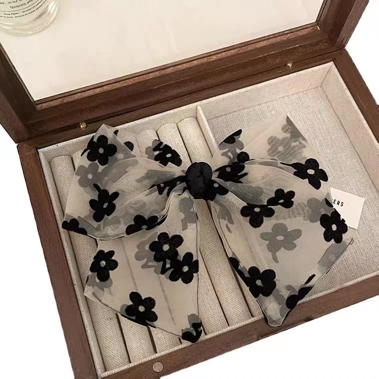 กิ๊บติดผมโบว์ลายดอกไม้ ออร์แกนซ่า คลิปฤดูใบไม้ผลิ กิ๊บติดผม คลิปหางม้า เครื่องประดับผมนางฟ้า - รูปที่ 4