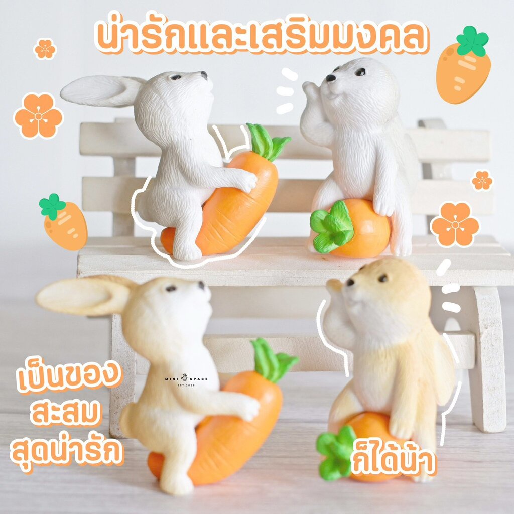 MS5596 โมเดลกระต่ายน้อยขี่แครอท 2 สี ตุ๊กตาจิ๋ว โมเดลจิ๋ว ตุ๊กตาแต่งสวน