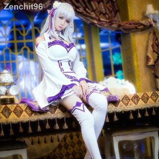 พร้อมส่ง◈▥ชีวิตในโลกที่แตกต่างตั้งแต่เริ่มต้น Emilia คอสเพลย์อะนิเมะชุดทักซิโด้สปอต