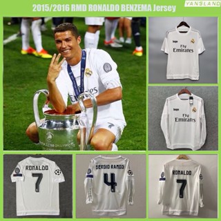 เสื้อกีฬาแขนสั้น ลายทีมเรโทร Real Madrid 15/16 และแขนยาว สําหรับ Ronaldo