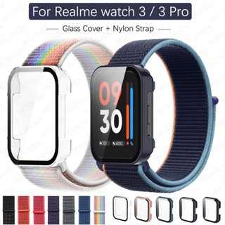 2in1 สายไนลอน + เคส สําหรับ Realme Watch 3 3 Pro Smart Watch Band กระจกป้องกัน