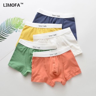 LJMOFA KIDS กางเกงในเด็ก 3-12อายุ 5 คู่สีผ้าฝ้ายบริสุทธิ์ยืดหยุ่นสวมใส่สบายผ้าพันคอเด็กชายกางเกงใน s