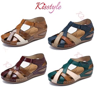 Kisstyle รองเท้าแตะลําลองสําหรับสตรีมีสายรัดข้อเท้าขนาดพลัส